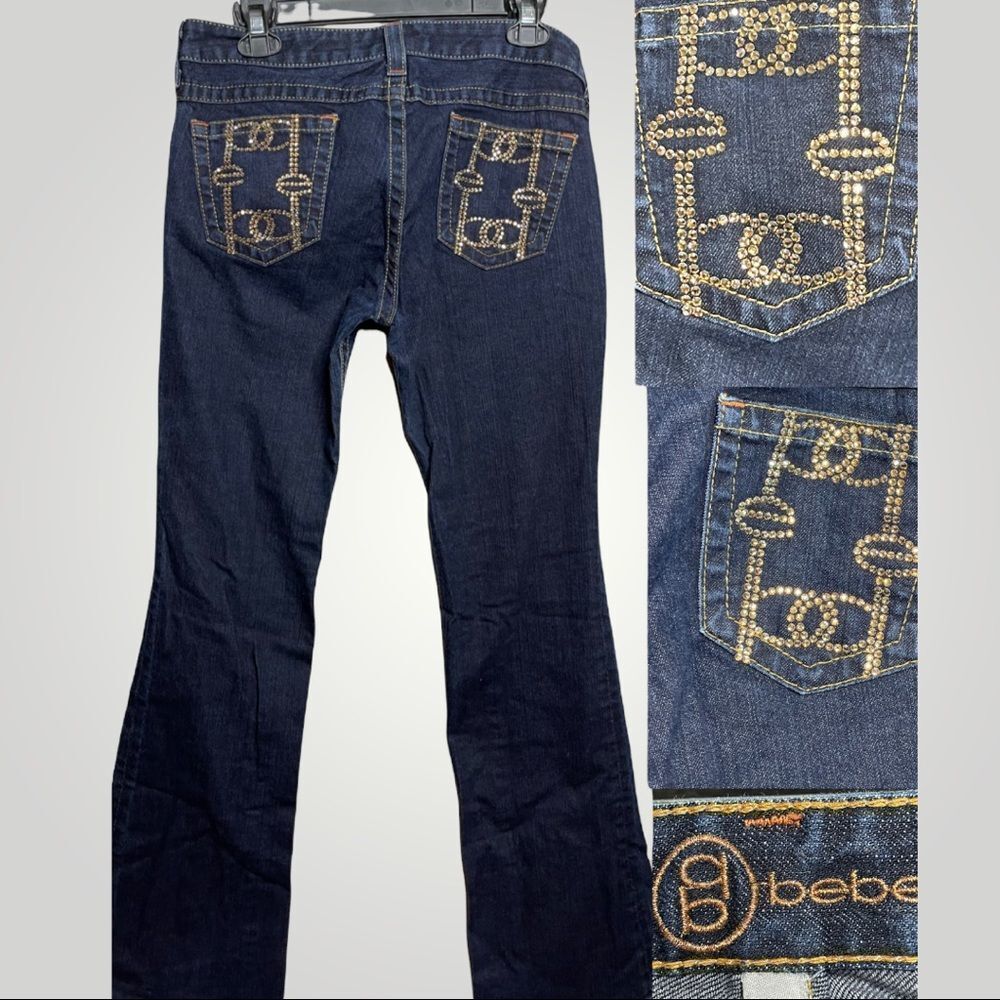 BeBe KAYLA Bootcut Jeans w/Gold Swarovski Crystal pockets
